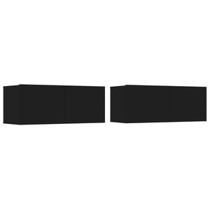 vidaXL 4-Piece TV Cabinet Set Black Engineered Wood