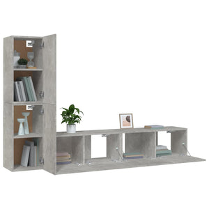vidaXL 4-Piece TV Cabinet Set Concrete Grey Engineered Wood