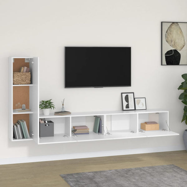 vidaXL 3-Piece TV Cabinet Set White Engineered Wood