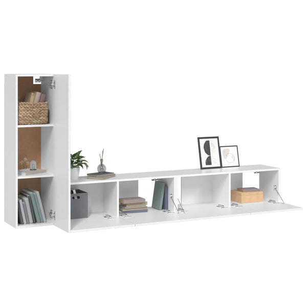 vidaXL 3-Piece TV Cabinet Set White Engineered Wood