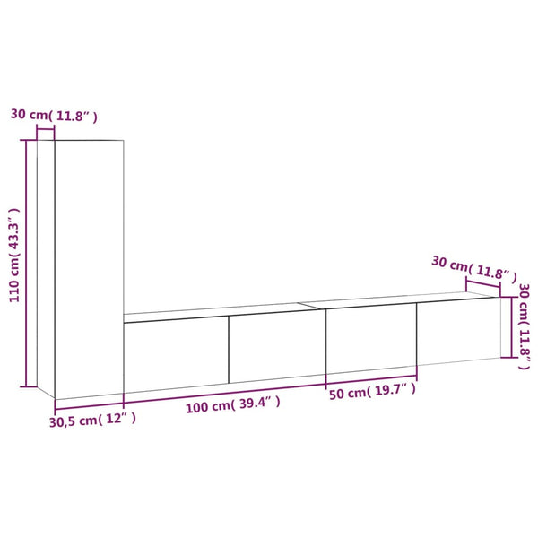 vidaXL 3-Piece TV Cabinet Set White Engineered Wood