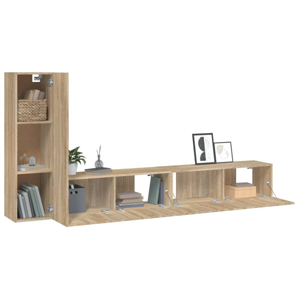 vidaXL 3-Piece TV Cabinet Set Sonoma Oak Engineered Wood