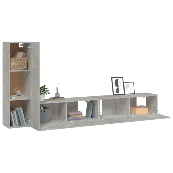 vidaXL 3-Piece TV Cabinet Set Concrete Grey Engineered Wood