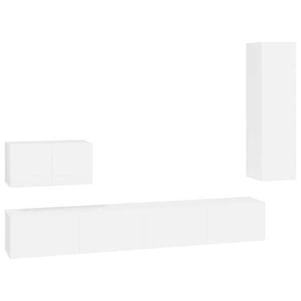 vidaXL 4-Piece TV Cabinet Set White Engineered Wood