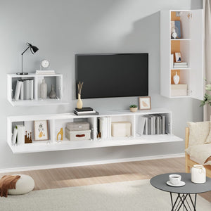 vidaXL 4-Piece TV Cabinet Set White Engineered Wood