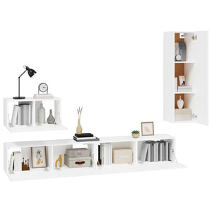 vidaXL 4-Piece TV Cabinet Set White Engineered Wood