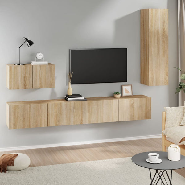 vidaXL 4-Piece TV Cabinet Set Sonoma Oak Engineered Wood
