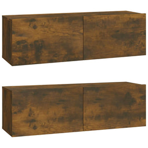 vidaXL 4-Piece TV Cabinet Set Smoked Oak Engineered Wood