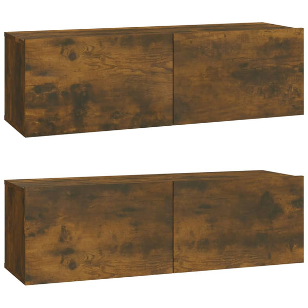 vidaXL 4-Piece TV Cabinet Set Smoked Oak Engineered Wood