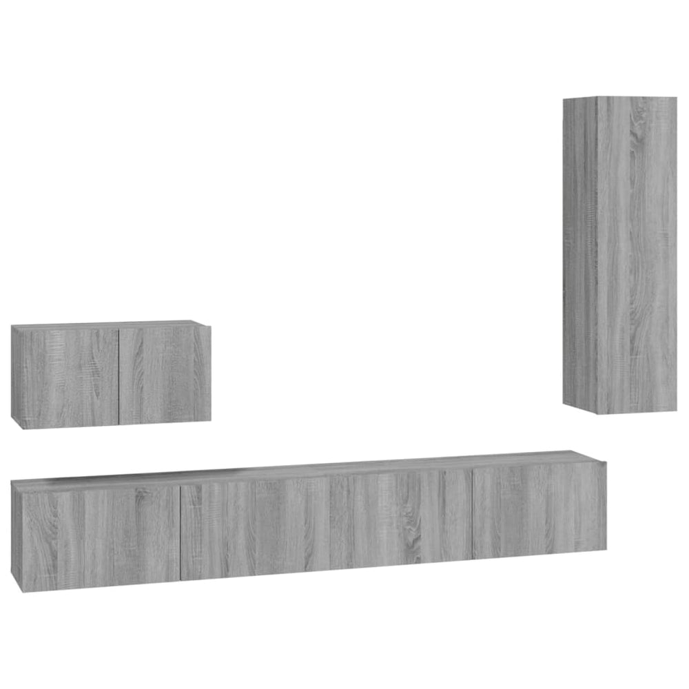 vidaXL 4-Piece TV Cabinet Set Grey Sonoma Engineered Wood