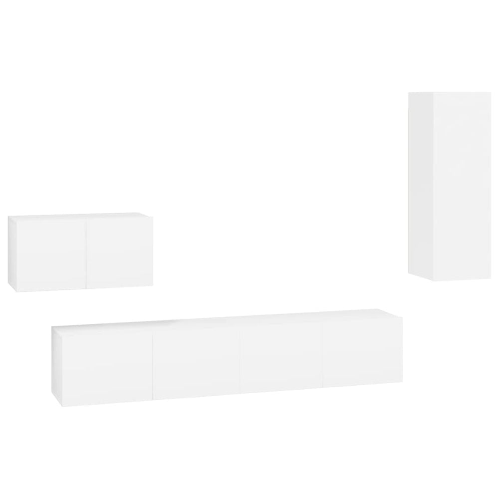 vidaXL 4-Piece TV Cabinet Set White Engineered Wood