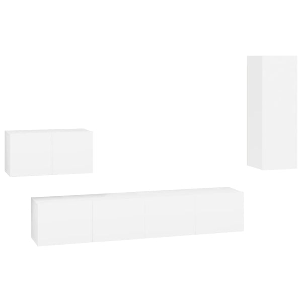 vidaXL 4-Piece TV Cabinet Set White Engineered Wood
