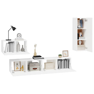 vidaXL 4-Piece TV Cabinet Set White Engineered Wood