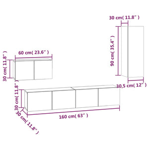 vidaXL 4-Piece TV Cabinet Set Smoked Oak Engineered Wood
