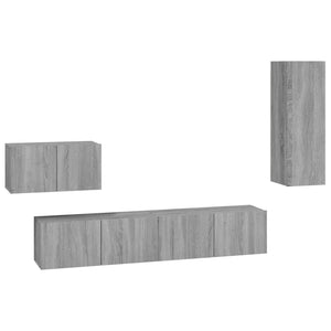 vidaXL 4-Piece TV Cabinet Set Grey Sonoma Engineered Wood