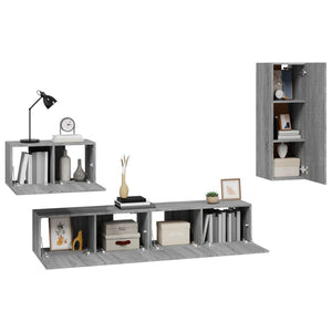 vidaXL 4-Piece TV Cabinet Set Grey Sonoma Engineered Wood