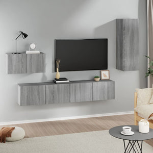 vidaXL 4-Piece TV Cabinet Set Grey Sonoma Engineered Wood