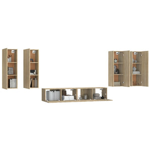 vidaXL 6-Piece TV Cabinet Set Sonoma Oak Engineered Wood