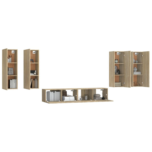 vidaXL 6-Piece TV Cabinet Set Sonoma Oak Engineered Wood