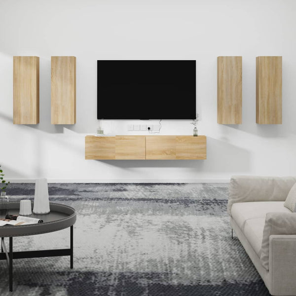 vidaXL 6-Piece TV Cabinet Set Sonoma Oak Engineered Wood