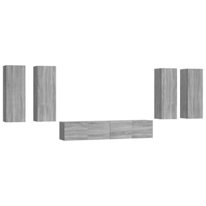 vidaXL 6-Piece TV Cabinet Set Sonoma Grey Engineered Wood