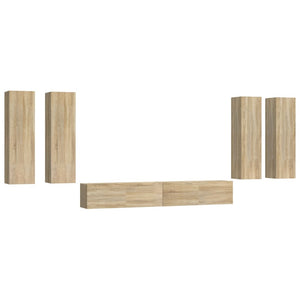 vidaXL 6-Piece TV Cabinet Set Sonoma Oak Engineered Wood