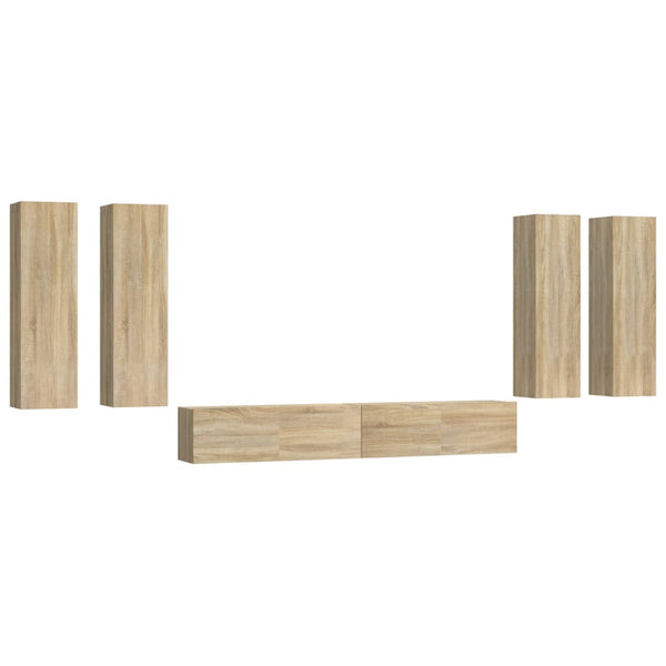 vidaXL 6-Piece TV Cabinet Set Sonoma Oak Engineered Wood
