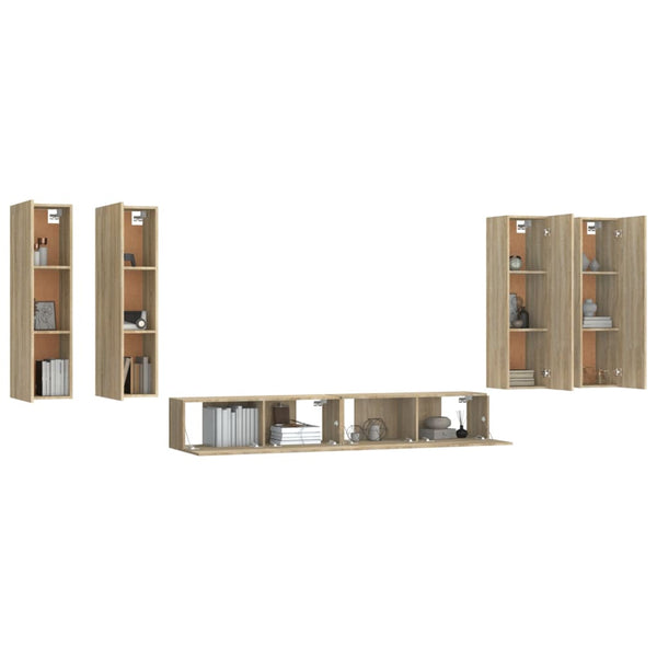 vidaXL 6-Piece TV Cabinet Set Sonoma Oak Engineered Wood
