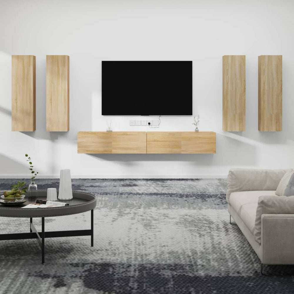 vidaXL 6-Piece TV Cabinet Set Sonoma Oak Engineered Wood