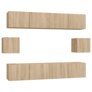 vidaXL 6-Piece TV Cabinet Set Sonoma Oak Engineered Wood