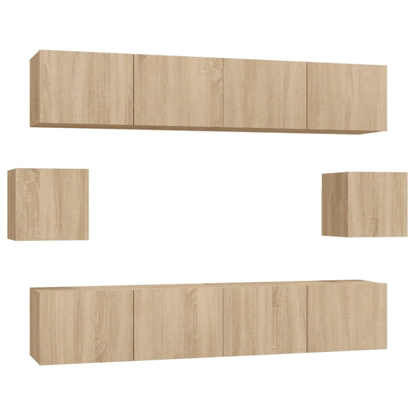 vidaXL 6-Piece TV Cabinet Set Sonoma Oak Engineered Wood