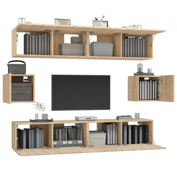 vidaXL 6-Piece TV Cabinet Set Sonoma Oak Engineered Wood