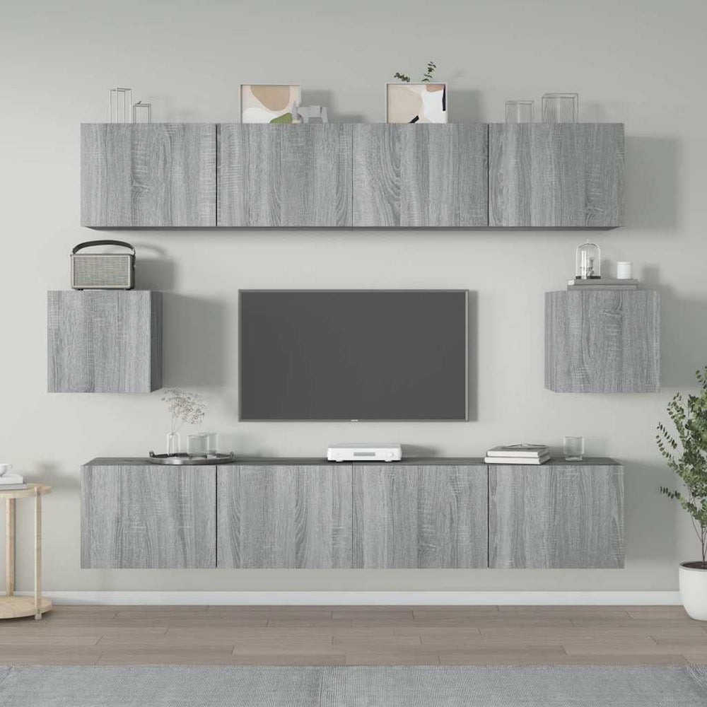 6-tlg. TV-Schrank-Set Grau Sonoma Holzwerkstoff