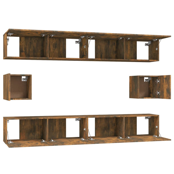 6-tlg. TV-Schrank-Set Räuchereiche Holzwerkstoff