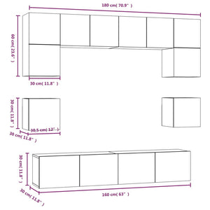 8-tlg. TV-Schrank-Set Betongrau Holzwerkstoff
