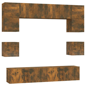 8-tlg. TV-Schrank-Set Räuchereiche Holzwerkstoff