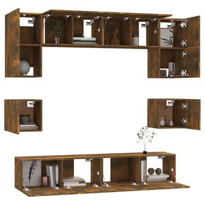 8-tlg. TV-Schrank-Set Räuchereiche Holzwerkstoff