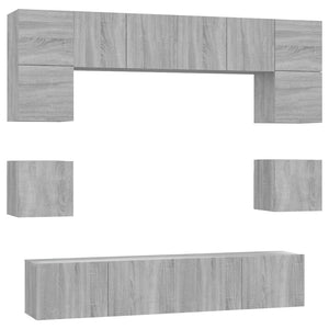8-tlg. TV-Schrank-Set Grau Sonoma Holzwerkstoff