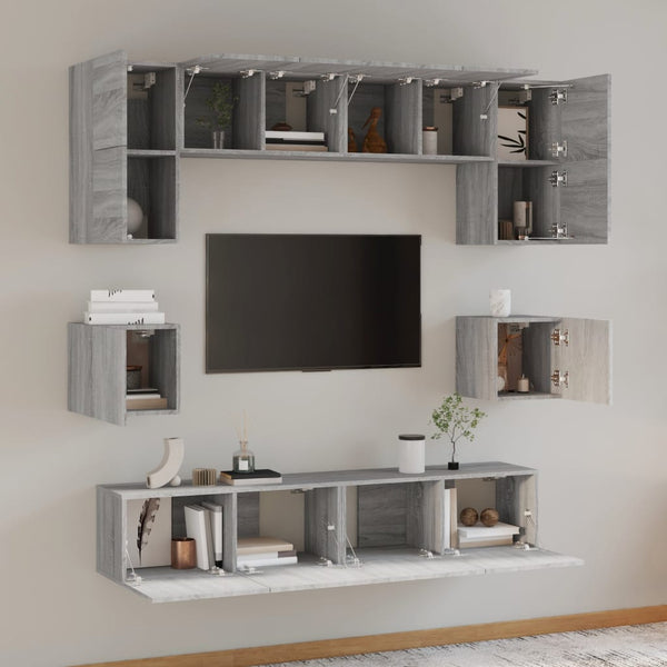8-tlg. TV-Schrank-Set Grau Sonoma Holzwerkstoff