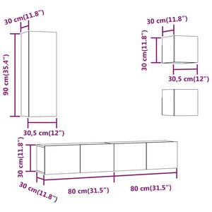 5-tlg. TV-Schrank-Set Betongrau Holzwerkstoff