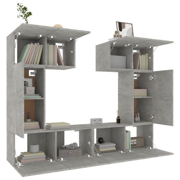6-tlg. TV-Schrank-Set Betongrau Holzwerkstoff