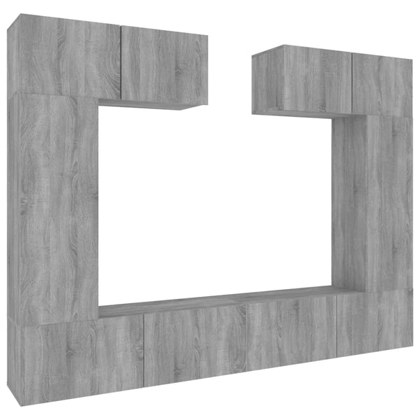 vidaXL 6-Piece TV Cabinet Set Sonoma Grey Engineered Wood