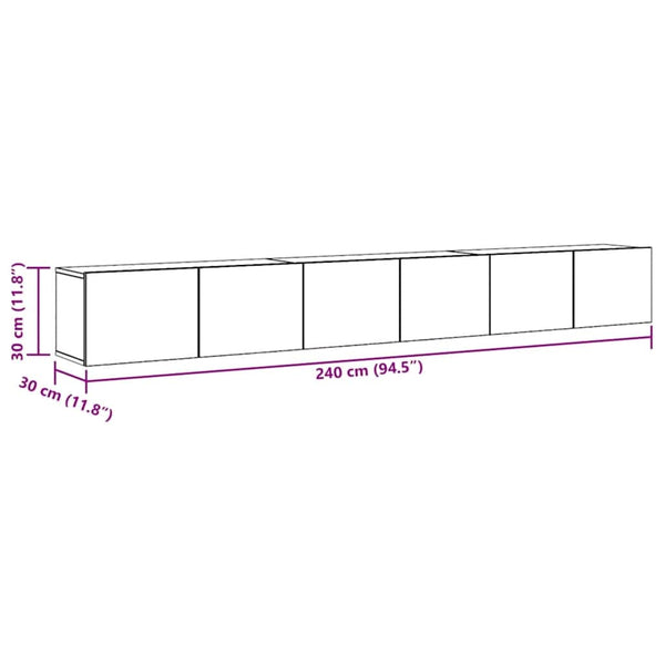 vidaXL 3-Piece TV Cabinet Set Grey Sonoma Engineered Wood