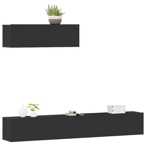 vidaXL 3-Piece TV Cabinet Set Black Engineered Wood
