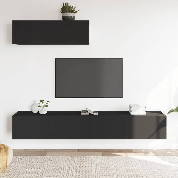 vidaXL 3-Piece TV Cabinet Set Black Engineered Wood