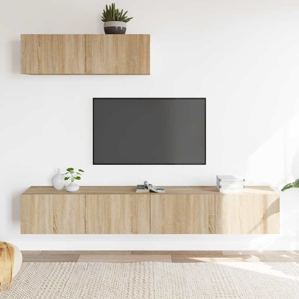 vidaXL 3-Piece TV Cabinet Set Sonoma Oak Engineered Wood