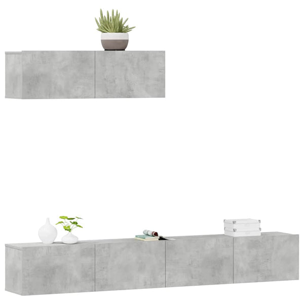 vidaXL 3-Piece TV Cabinet Set Concrete Grey Engineered Wood