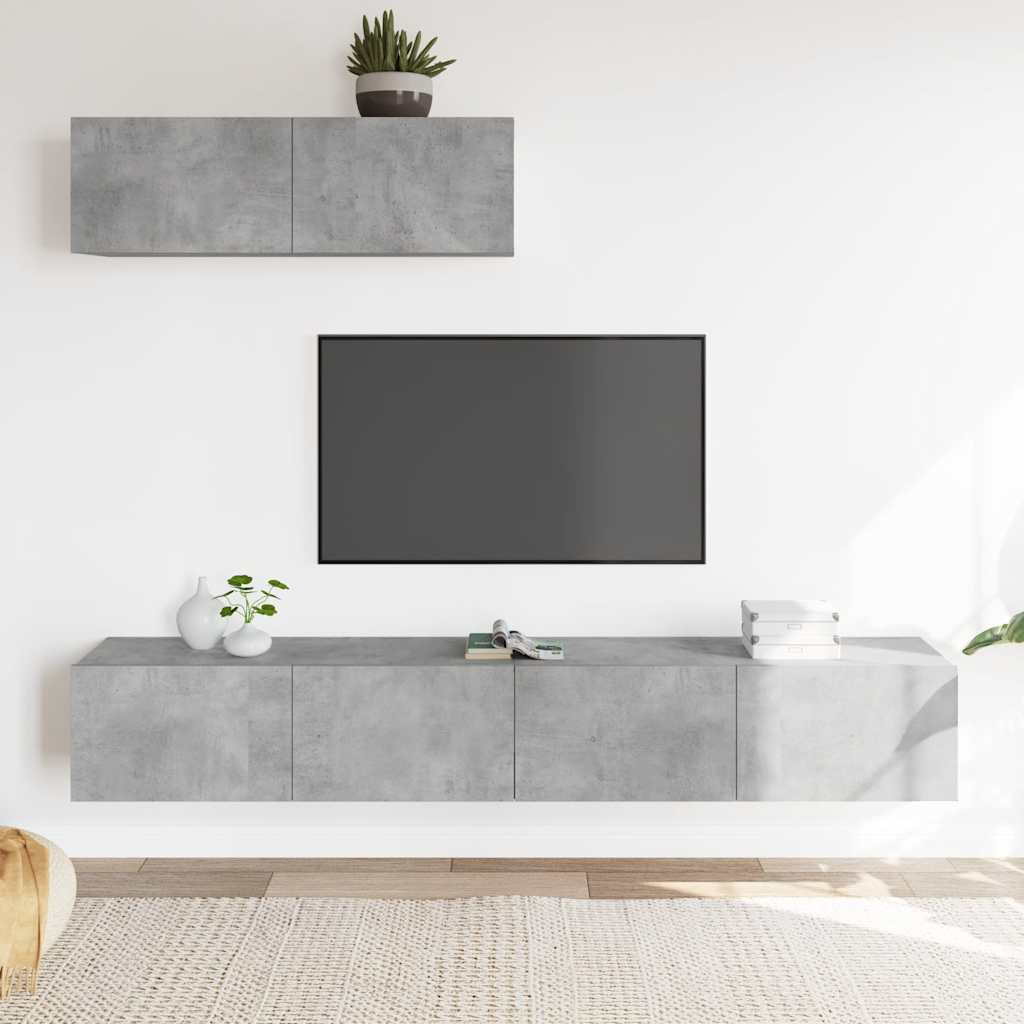 vidaXL 3-Piece TV Cabinet Set Concrete Grey Engineered Wood