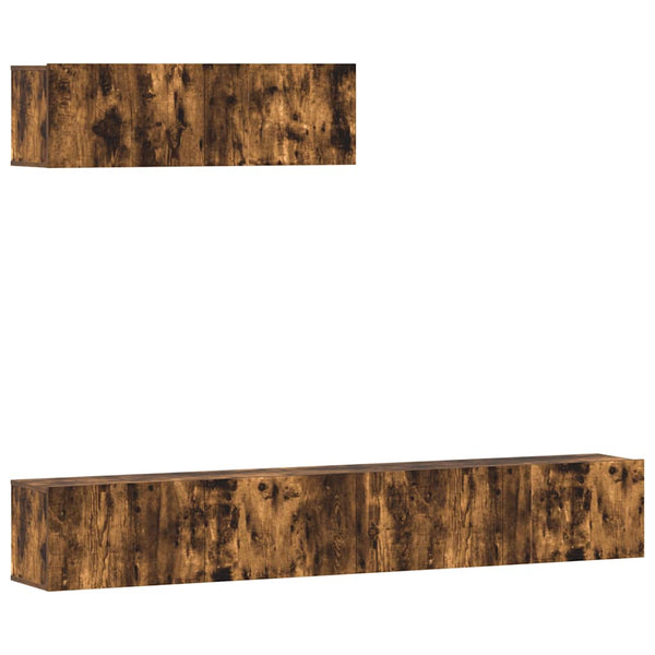 vidaXL 3-Piece TV Cabinet Set Smoked Oak Engineered Wood