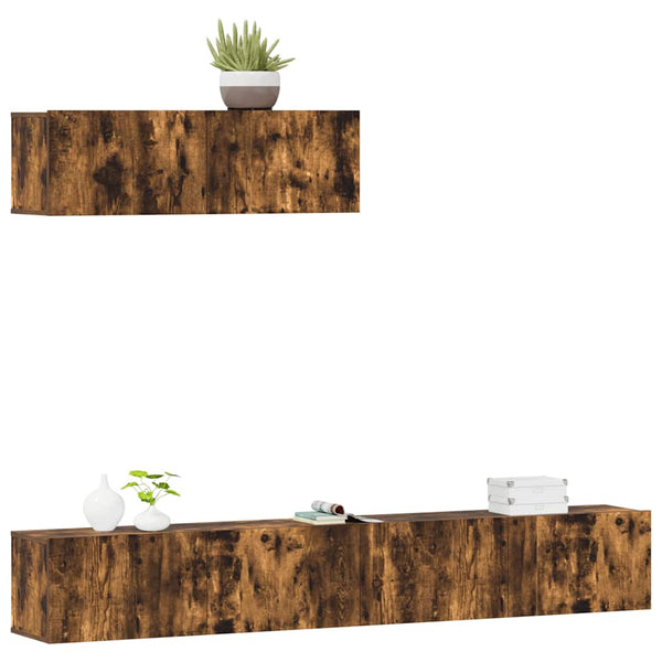 vidaXL 3-Piece TV Cabinet Set Smoked Oak Engineered Wood